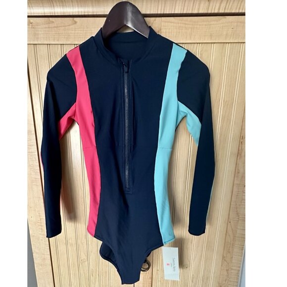 Sweaty Betty Other - Sweaty Betty tidal xtra life long sleeve high neck swimsuit French Navy Size XS